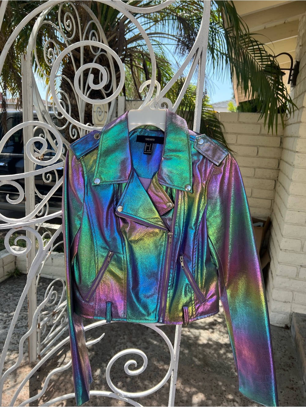 Iridescent Multicolor Moto Party Jacket festival rave